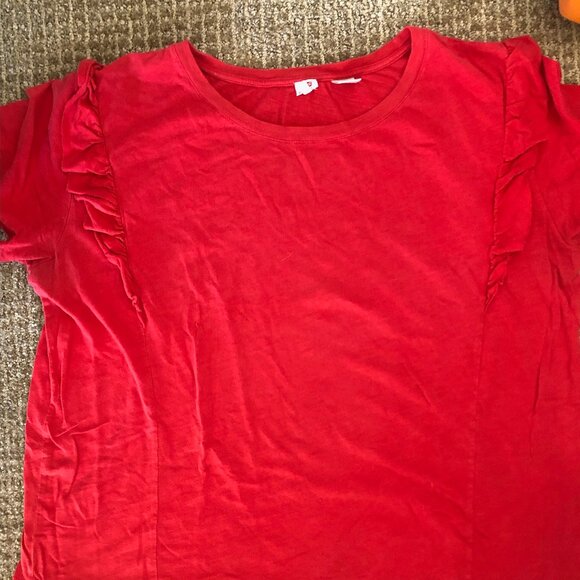 Levi's Red Ruffled T-Shirt - Picture 1 of 5